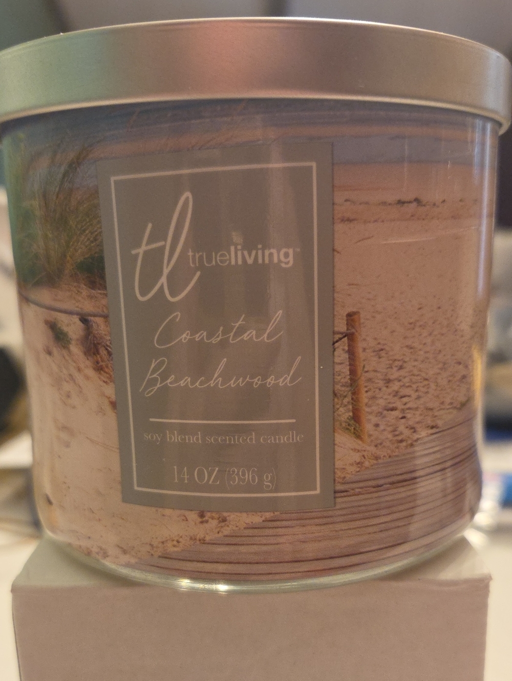 True Living Coastal Beachwood Scented Candle - Beige